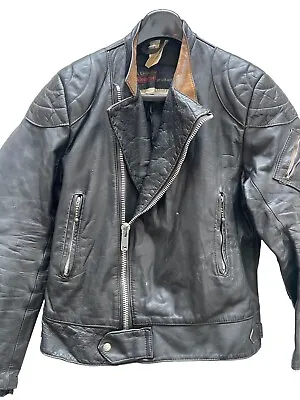 Buy Vintage 1960s Belstaff Biker Jacket Black Leather Motorcycle Rocker Size 42  M/L • 150£