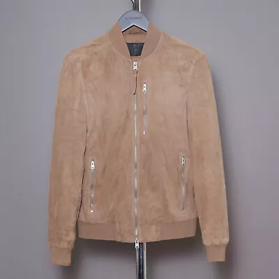Buy ALL SAINTS KEMBLE Suede Leather Jacket Mens Tan Biker Bomber Moto EXTRA SMALL • 179.99£