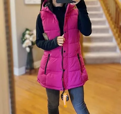 Buy HFX Outdoors Womens Puffer Sleeveless Hoodie Jacket Mid Length Sz M Magenta • 68.37£