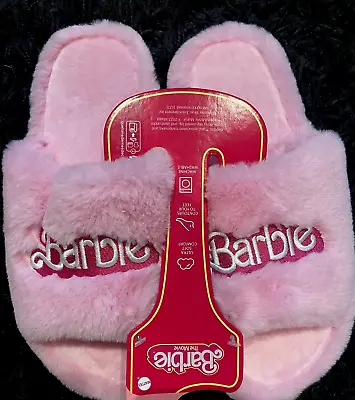 Buy Barbie The Movie Primark Slippers Sz MEDIUM  5/6  Faux Fur Pink Fluffy BNWT • 21.99£