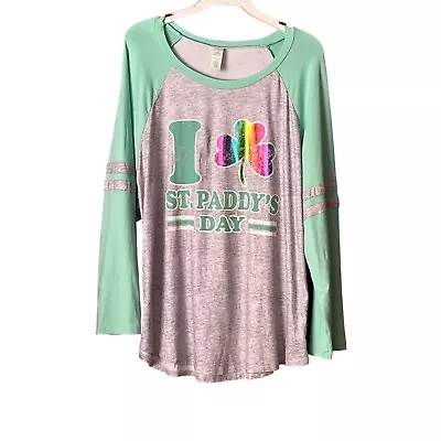 Buy Plus Size St Patricks Day Raglan T Shirt Size XXL 19 • 13.97£