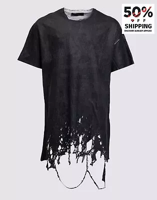 Buy RRP€280 MASSIMO SABBADIN Coated T-Shirt Size M Cracked Look Destroyed Style Hem • 69.99£
