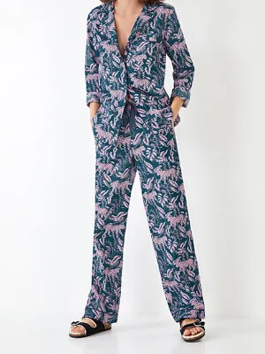 Buy Hush Elsa Pyjama Set Womens Ladies Long PJs Jungle Leopard/Deep Blue Size XXS • 20£