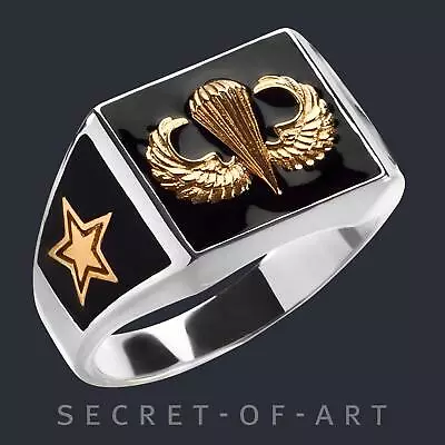 Buy Jump Wings Ring Silver 925 Parachute Paratrooper Parachutist Airborne Infantry • 136.72£