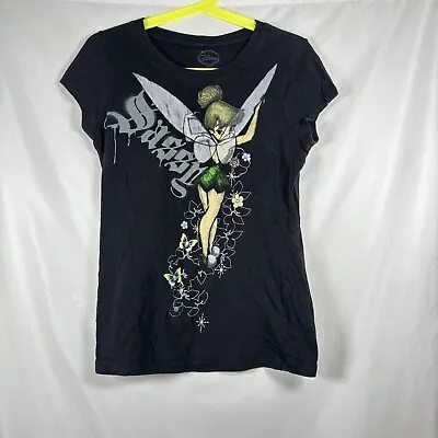 Buy Disney Tinkerbell Sassy Glitter Detail Womens Graphic T Shirt Sz L Junior 11/13 • 5.75£