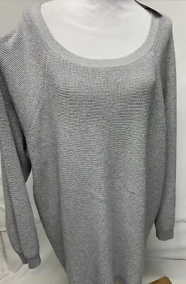 Buy Liz Claiborne Womens Plus Sz 2X Grey Silver Metallic Dressy Waffle Knit Sweater • 23.62£