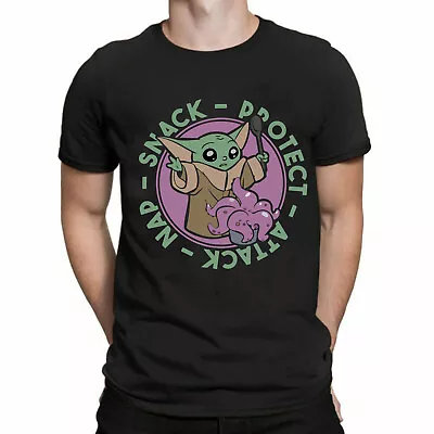 Buy Baby Yoda Star Wars T-shirt Protect Attack Nap Snack Mens Kids Tee Retro Top • 9.99£