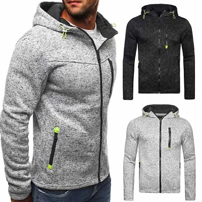 Buy Mens Jacket Winter Warm Hoodies Zip Up Hooded Fleece Hoody Coat Work Track Top • 10.99£