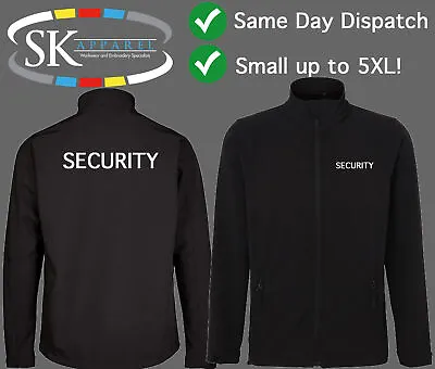 Buy SECURITY Soft Shell Jacket Black Windproof Doorman Bodyguard Bouncer Guard Sia • 39.99£