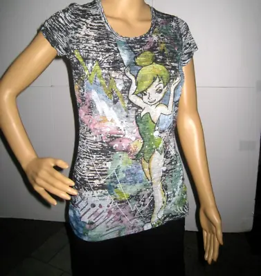 Buy Womens Size S Disney TShirt Large Tinkerbell Multi Color Front Image Casual • 9.47£