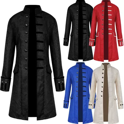 Buy Spring Retro Men Gothic Jacket Frock Coat Victorian Steampunk Coat Tops • 19.55£