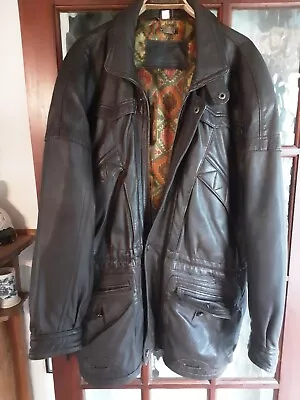 Buy Mens Leather Jacket Size Xl Dark Brown • 29.99£