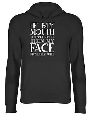 Buy Funny Sarcasm Hoodie Mens Womens Sarcastic Face Will Say It Top Gift • 17.99£