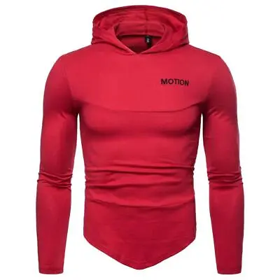 Buy Men's Muscle Hoodie Hooded Slim Fit Long Sleeve T-Shirt Casual Gym Sports Tops • 6.99£