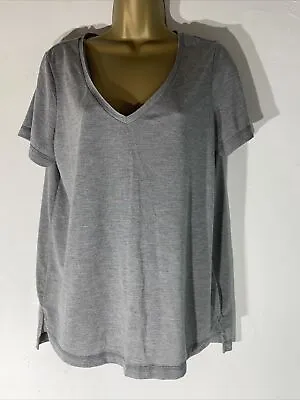 Buy Womens Next Uk 14 Mid Grey Sparkle Short Sleeve V Neck Casual Jersey T-shirt • 9.99£