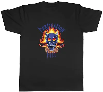 Buy Skull Flame Mens T-Shirt Gothic Destination Hell Fire Unisex Tee Gift • 8.99£