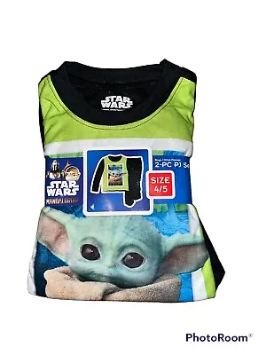 Buy Star Wars MANDALORIAN Baby Yoda BOYS Flannel 2pc Sleep PJ Pajamas Sz 4 / 5 *NEW* • 8.04£