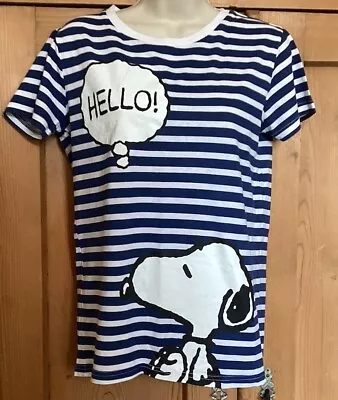 Buy Snoopy Peanuts Striped T Shirt Size 10 Short Sleeve  • 0.99£