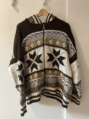 Buy BDG Brown Pattern Wooly Jacket With Hoodie • 30£