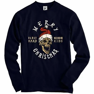 Buy Merry Christmas Skull Wearing Santa Hat Ho Ho Ho Adult Christmas Jumper • 19.99£