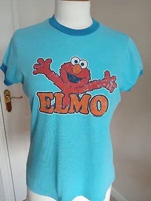 Buy Ladies Vintage Blue ELMO T Shirt By Junk Food, Fits Size 10/12  *CHEAP P&P* • 7.50£