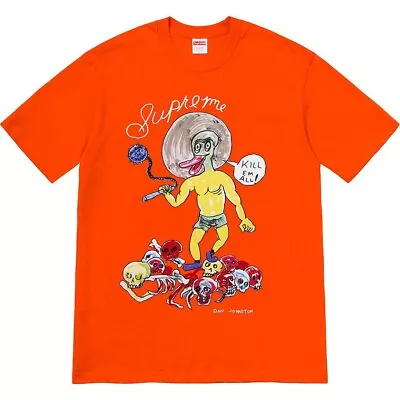 Buy Supreme T Shirt Daniel Johnston Kill Em All Tee Orange Size Medium | Brand New • 80£