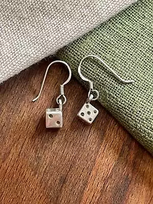 Buy Cute Lucky Dice Gaming Hooks Earrings Solid Sterling 925 Silver Jewelry • 29£