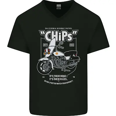 Buy Chips Police Motorcycle Drama Motorbike Mens V-Neck Cotton T-Shirt • 8.99£