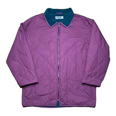 Buy FILA Vintage Quilted Jacket XL Size 54 Burgundy Polartek Men’s Great Vintage Con • 22.50£