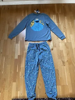 Buy George Brand New Cookie Monster Soft Blue Pajama Top And Bottoms Size Uk M Bnwt • 10£