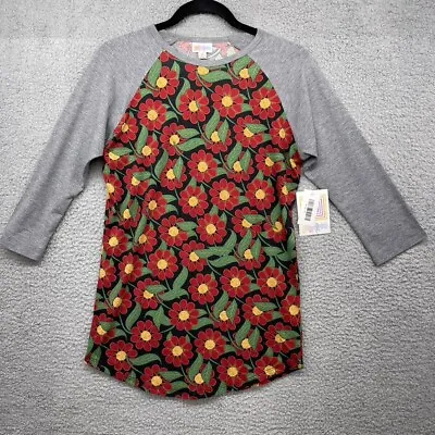 Buy Lularoe Womens Raglan T-Shirt Multicolor Floral 3/4 Sleeve Crew Neck Size XS • 8.69£
