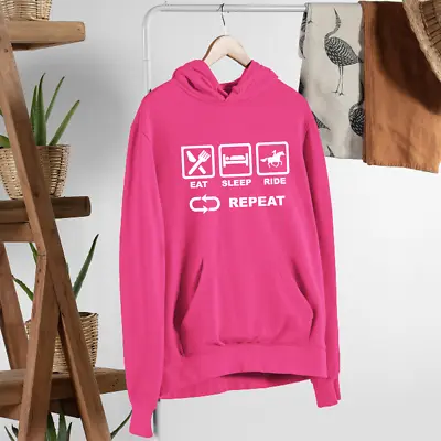Buy Eat Sleep Ride Repeat Hoodie Horse Riding Equestrian Lovers Funny Retro Gifts • 13.99£