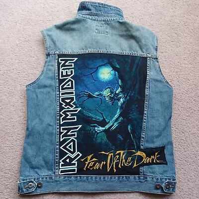 Buy Iron Maiden Fear Of The Dark Heavy Metal Denim Battle Jacket Vest Size L • 40.99£