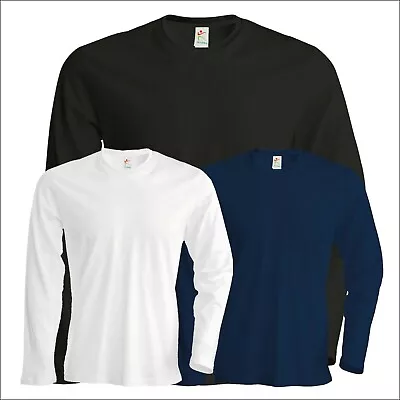 Buy Men's Long Full Sleeve T Shirt Plain 100% Cotton Tee Shirt Casual Work Wear S-XL • 6.87£