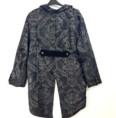 Buy Gothic Steampunk Tailcoat Jacket Black Brocade Damask - Black - 4XL • 32£