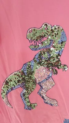 Buy Jurassic World T-rex Dinosaur Sequin Pink T-shirt Child Size Age 13-14 Years • 9£