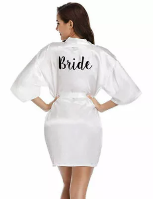 Buy Bride Pyjamas Robe Gown V Neck Bridesmaid Kimono Personalised Wedding Satin • 10.79£