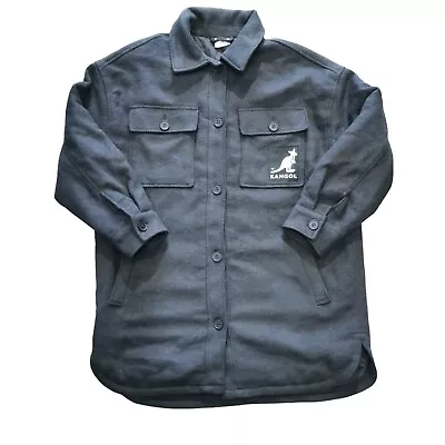 Buy H&M X Kangol Jacket Charcoal Black Oversized Twill Shirt Button Shacket S Small • 34.99£