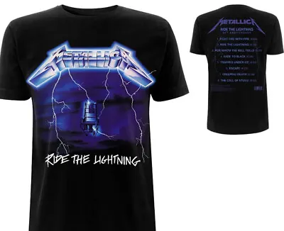 Buy Metallica Unisex T-shirt: Ride The Lightning Large T-shirt Tracks (back Print • 16£