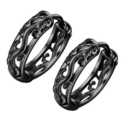 Buy Silver Dragon Earrings Male Men Gifts Punk Jewelry • 4.13£