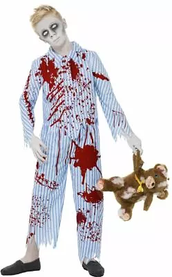 Buy Boys Zombie Blue Bloody Pyjamas Fancy Dress Costume 7-9 Years • 15.02£