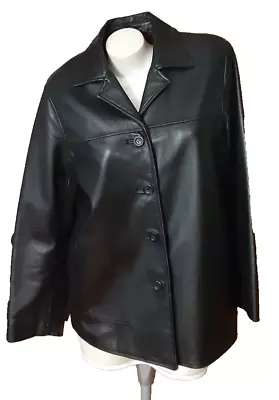 Buy Colebrook Leather Jacket Black With Burgundy Lining Button Front Ladies Size M • 33.07£