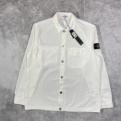 Buy Stone Island White Cupro Cotton Twill Overshirt XXL BNWT 25.25” • 250£