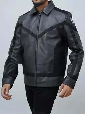 Buy Star Trek Strange Enterprise Season 3 New World Gray Striped Leather Jacket • 94.95£