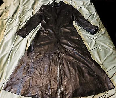 Buy Matrix Long Vintage Leather Trench Coat  GOTH VAMPIRE Sz M Excellent Condition • 55£