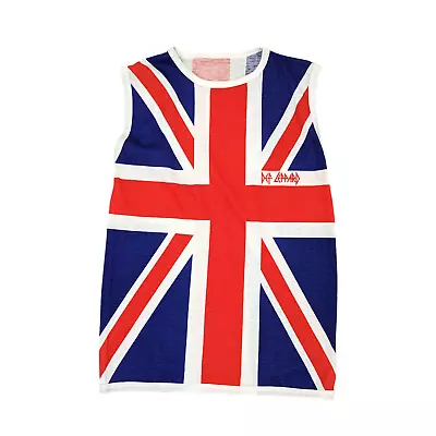 Buy 80s Def Leppard Union Jack Vest Size XS/S | Vintage Tank Top Band T-Shirt • 85£