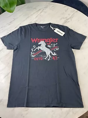 Buy Wrangler – Big Horse Western Spellout Graphic T-shirt Tee Print Faded Black  - M • 27.99£