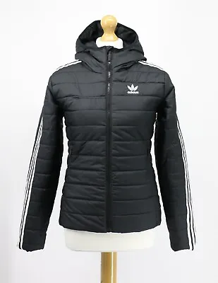 Buy Adidas Originals 3-stripes Slim Padded Womens Jacket Uk Xs Black Rrp £90 Hh • 43.29£