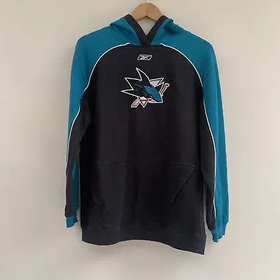 Buy Retro NHL San Jose Sharks Patch Logo Hoodie Sweatshirt Youth XL 18 Or Men Small • 15£