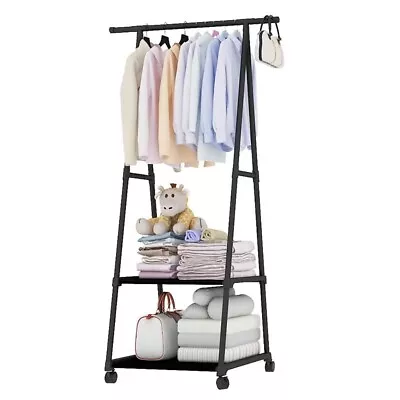 Buy Heavy Duty Clothes Rail Rack Garment Hanging Display Stand Shoe Storage Shelves • 9.99£